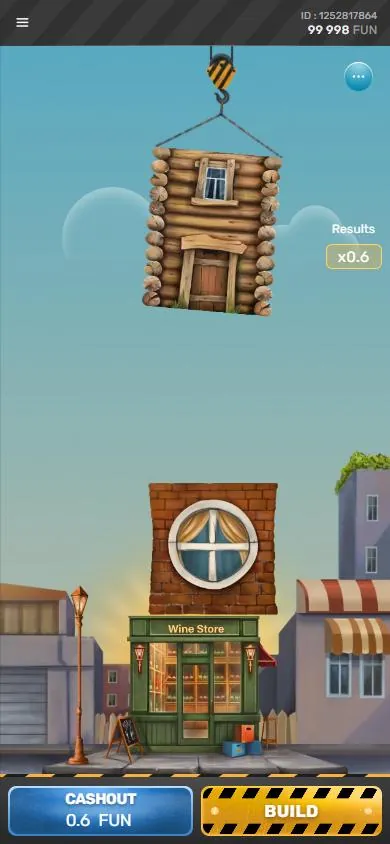 Tower Rush versi mobile: menara dua lantai, Results x0.6 dan tombol CASHOUT